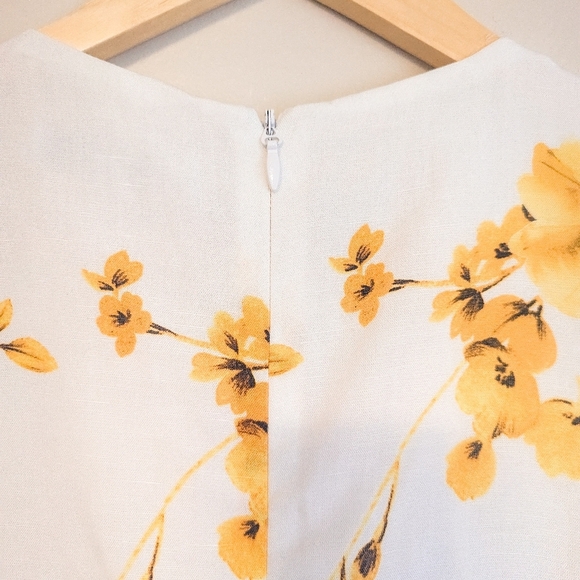 adL Linen Blend White and Yellow Floral Dress - Picture 5 of 5